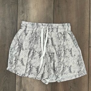 Snake print silk shorts